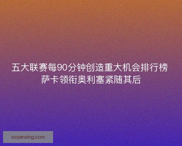 五大联赛每90分钟创造重大机会排行榜 萨卡领衔奥利塞紧随其后 五大联赛每90分钟创造重大机会排行榜 萨卡领衔奥利塞紧随其后