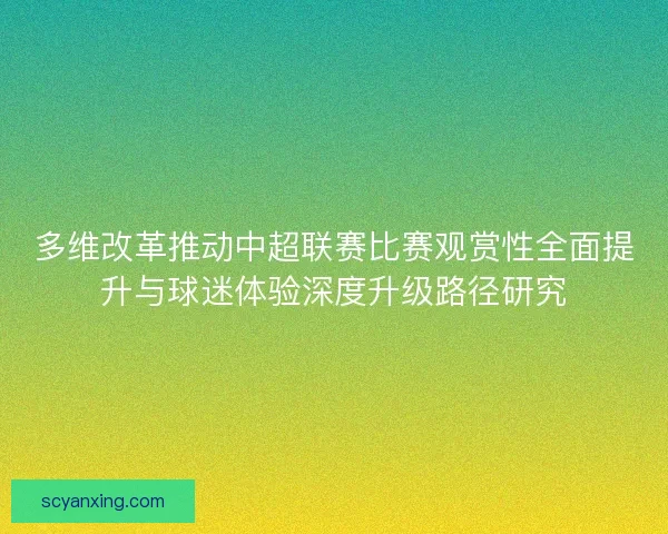 多维改革推动中超联赛比赛观赏性全面提升与球迷体验深度升级路径研究